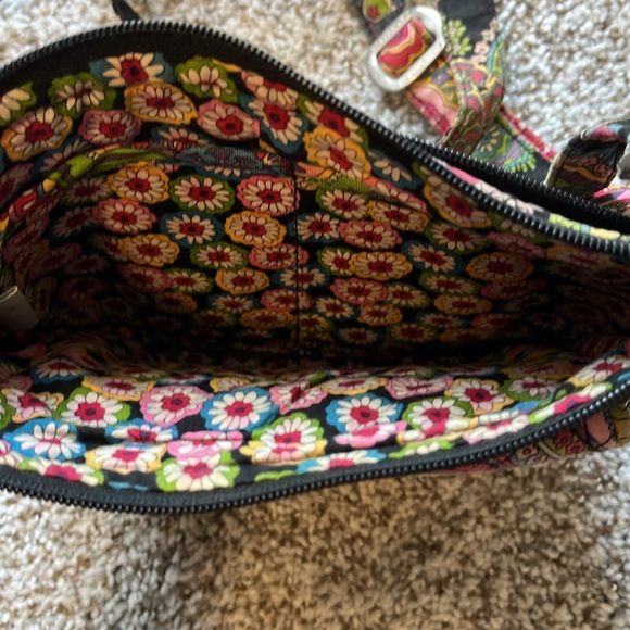 Used Vera Bradley Small Black Multicolor Crossbody Bag Handbag Purse Retired - Picture 4 of 5